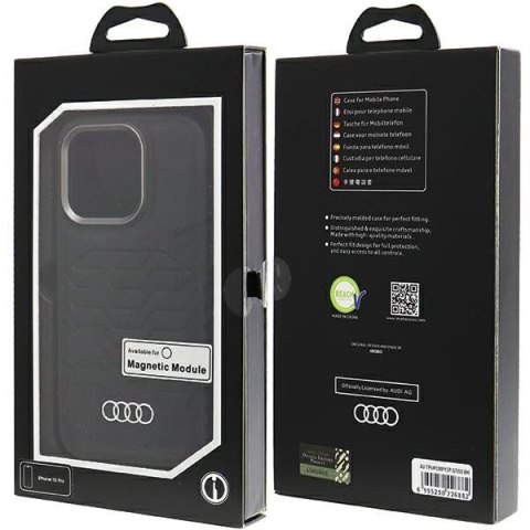 Etui Audi Synthetic Leather z MagSafe na iPhone 15 Pro - czarne Etui Audi Synthetic Leather z MagSafe na iPhone 15 Pro - czarne