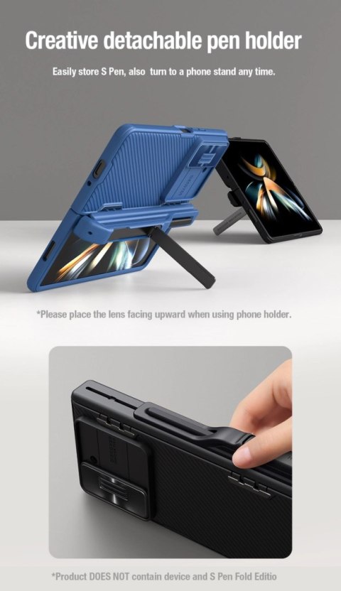 Etui Nillkin CamShield Fold Case na Samsung Galaxy Z Fold 5 z dodatkowym uchwytem na rysik - czarne Etui Nillkin CamShield Fold Case na Samsung Galaxy Z Fold 5 z dodatkowym uchwytem na rysik - czarne