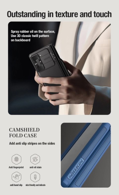 Etui Nillkin CamShield Fold Case na Samsung Galaxy Z Fold 5 z dodatkowym uchwytem na rysik - czarne Etui Nillkin CamShield Fold Case na Samsung Galaxy Z Fold 5 z dodatkowym uchwytem na rysik - czarne