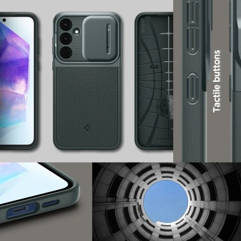 Etui Spigen Optik Armor na Samsung Galaxy A55 5G - ciemnozielone Etui Spigen Optik Armor na Samsung Galaxy A55 5G - ciemnozielone