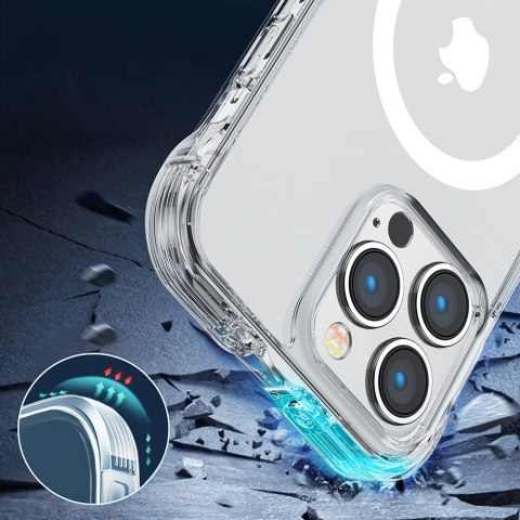 Joyroom Magnetic Defender magnetyczne etui do iPhone 14 pancerny pokrowiec z haczykami podstawką przezroczysty (kompatybilne z M Joyroom Magnetic Defender magnetyczne etui do iPhone 14 pancerny pokrowiec z haczykami podstawką przezroczysty (kompatybilne z M