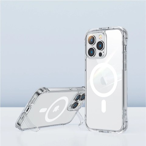 Joyroom Magnetic Defender magnetyczne etui do iPhone 14 pancerny pokrowiec z haczykami podstawką przezroczysty (kompatybilne z M Joyroom Magnetic Defender magnetyczne etui do iPhone 14 pancerny pokrowiec z haczykami podstawką przezroczysty (kompatybilne z M