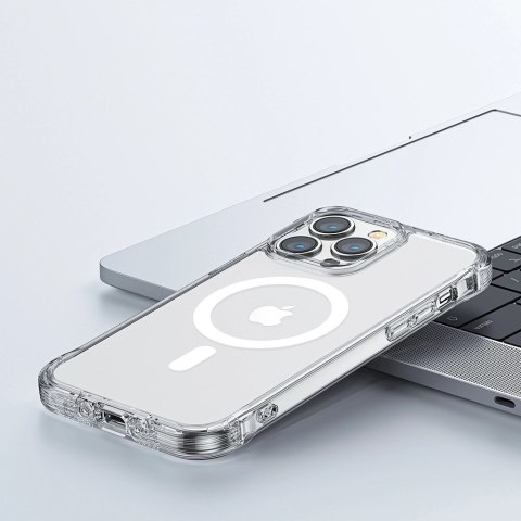 Joyroom Magnetic Defender magnetyczne etui do iPhone 14 pancerny pokrowiec z haczykami podstawką przezroczysty (kompatybilne z M Joyroom Magnetic Defender magnetyczne etui do iPhone 14 pancerny pokrowiec z haczykami podstawką przezroczysty (kompatybilne z M