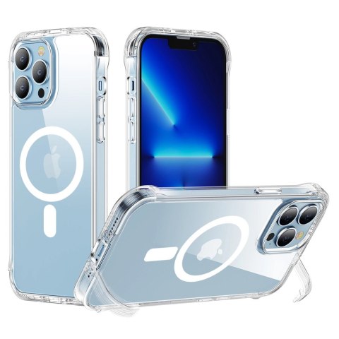 Joyroom Magnetic Defender magnetyczne etui do iPhone 14 pancerny pokrowiec z haczykami podstawką przezroczysty (kompatybilne z M Joyroom Magnetic Defender magnetyczne etui do iPhone 14 pancerny pokrowiec z haczykami podstawką przezroczysty (kompatybilne z M