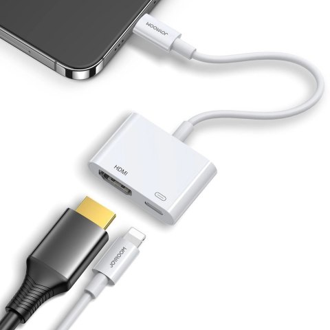 Joyroom adapter przejściówka ze złącza Lightning (męski) na cyfrowe HDMI (żeński) + Lightning (żeński) FullHD 1080p 60Hz biały ( Joyroom adapter przejściówka ze złącza Lightning (męski) na cyfrowe HDMI (żeński) + Lightning (żeński) FullHD 1080p 60Hz biały (