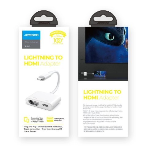 Joyroom adapter przejściówka ze złącza Lightning (męski) na cyfrowe HDMI (żeński) + Lightning (żeński) FullHD 1080p 60Hz biały ( Joyroom adapter przejściówka ze złącza Lightning (męski) na cyfrowe HDMI (żeński) + Lightning (żeński) FullHD 1080p 60Hz biały (