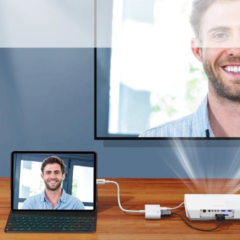 Joyroom adapter przejściówka ze złącza Lightning (męski) na cyfrowe HDMI (żeński) + Lightning (żeński) FullHD 1080p 60Hz biały ( Joyroom adapter przejściówka ze złącza Lightning (męski) na cyfrowe HDMI (żeński) + Lightning (żeński) FullHD 1080p 60Hz biały (