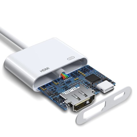 Joyroom adapter przejściówka ze złącza Lightning (męski) na cyfrowe HDMI (żeński) + Lightning (żeński) FullHD 1080p 60Hz biały ( Joyroom adapter przejściówka ze złącza Lightning (męski) na cyfrowe HDMI (żeński) + Lightning (żeński) FullHD 1080p 60Hz biały (