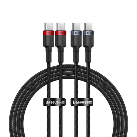 Kabel Baseus Cafule USB-C / USB-C 100W 1 m - czerwono-czarny i czarno-szary (2 szt.) Kabel Baseus Cafule USB-C / USB-C 100W 1 m - czerwono-czarny i czarno-szary (2 szt.)