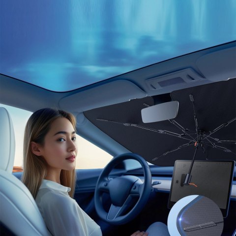 Osłona przeciwsłoneczna Baseus CoolRide BS-CN013 parasolka - czarna Osłona przeciwsłoneczna Baseus CoolRide BS-CN013 parasolka - czarna