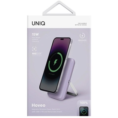Powerbank UNIQ Hoveo magnetyczny 5000mAh USB-C 20W PD - fioletowy Powerbank UNIQ Hoveo magnetyczny 5000mAh USB-C 20W PD - fioletowy