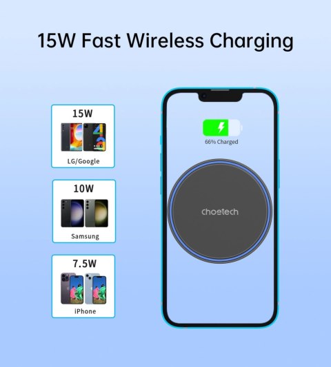 Uchwyt magnetyczny Choetech T205-F z ładowarką indukcyjną 15 W na kratkę nawiewu - czarny Uchwyt magnetyczny Choetech T205-F z ładowarką indukcyjną 15 W na kratkę nawiewu - czarny