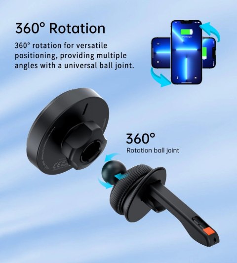 Uchwyt magnetyczny Choetech T205-F z ładowarką indukcyjną 15 W na kratkę nawiewu - czarny Uchwyt magnetyczny Choetech T205-F z ładowarką indukcyjną 15 W na kratkę nawiewu - czarny