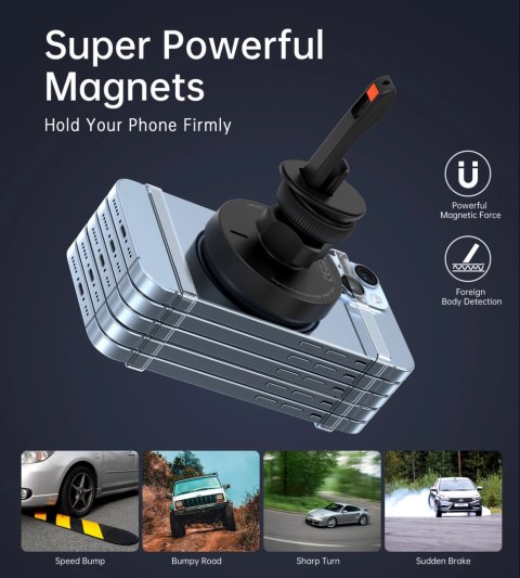 Uchwyt magnetyczny Choetech T205-F z ładowarką indukcyjną 15 W na kratkę nawiewu - czarny Uchwyt magnetyczny Choetech T205-F z ładowarką indukcyjną 15 W na kratkę nawiewu - czarny