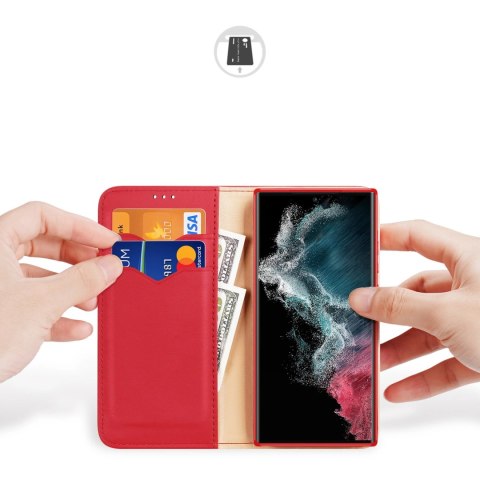 Dux Ducis Hivo etui Samsung Galaxy S23 Ultra pokrowiec z klapką portfel podstawka blokada RFID czerwone Dux Ducis Hivo etui Samsung Galaxy S23 Ultra pokrowiec z klapką portfel podstawka blokada RFID czerwone