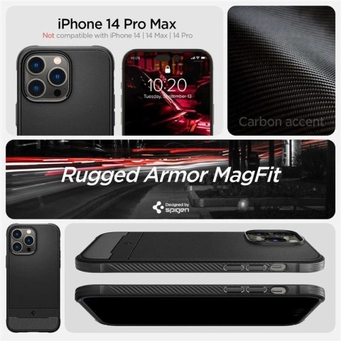 Etui Spigen Rugged Armor Mag z MagSafe na iPhone 14 Pro Max - czarny mat Etui Spigen Rugged Armor Mag z MagSafe na iPhone 14 Pro Max - czarny mat