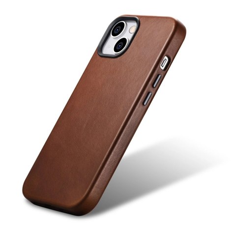 ICarer Oil Wax Premium Leather Case skórzane etui iPhone 14 magnetyczne z MagSafe brązowy (WMI14220701-RB)
