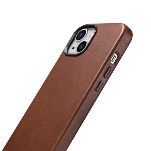 ICarer Oil Wax Premium Leather Case skórzane etui iPhone 14 magnetyczne z MagSafe brązowy (WMI14220701-RB)