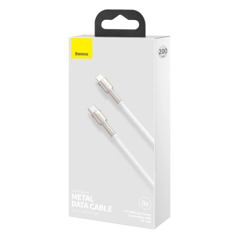 Kabel Baseus Cafule Series Metal Data USB-C / Lightning 20W PD 1 m - biały Kabel Baseus Cafule Series Metal Data USB-C / Lightning 20W PD 1 m - biały