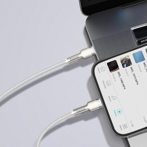 Kabel Baseus Cafule Series Metal Data USB-C / Lightning 20W PD 1 m - biały Kabel Baseus Cafule Series Metal Data USB-C / Lightning 20W PD 1 m - biały