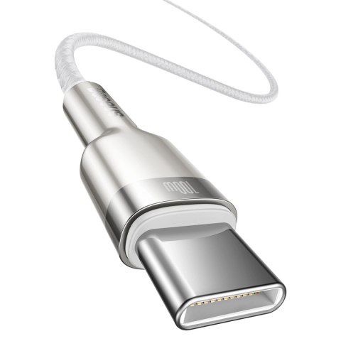 Kabel Baseus Cafule Series Metal Data USB-C / USB-C PD QC SCP 100W 5A 1 m - biały Kabel Baseus Cafule Series Metal Data USB-C / USB-C PD QC SCP 100W 5A 1 m - biały