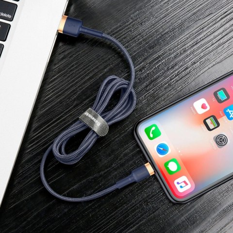 Kabel Baseus Cafule USB-A / Lightning 2.4A QC 3.0 1 m - niebiesko-złoty Kabel Baseus Cafule USB-A / Lightning 2.4A QC 3.0 1 m - niebiesko-złoty
