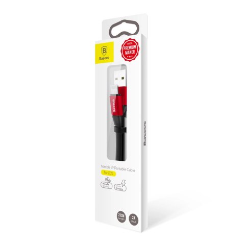 Kabel Baseus Nimble USB-A / Lightning 2A 0.23 m - czerwono-czarny