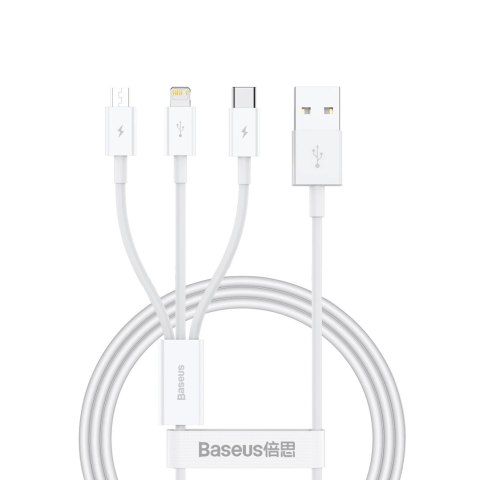 Kabel Baseus Superior Series USB-A - USB-C / Lightning / micro USB 3.5A 0.5m - biały Kabel Baseus Superior Series USB-A - USB-C / Lightning / micro USB 3.5A 0.5m - biały