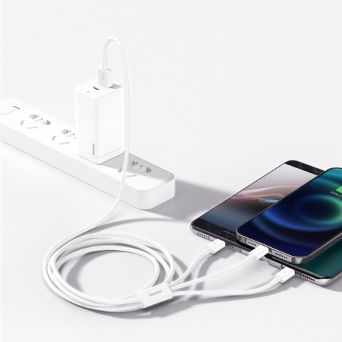 Kabel Baseus Superior Series USB-A - USB-C / Lightning / micro USB 3.5A 1m - biały Kabel Baseus Superior Series USB-A - USB-C / Lightning / micro USB 3.5A 1m - biały