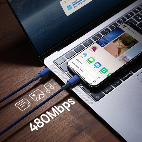 Kabel Baseus Tungsten Gold USB-C / USB-C 100W 2m - granatowy Kabel Baseus Tungsten Gold USB-C / USB-C 100W 2m - granatowy