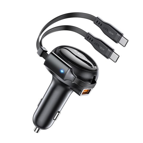 Ładowarka Acefast B13 samochodowa 53W USB-A / 2 kable rozwijane USB-C - czarna Ładowarka Acefast B13 samochodowa 53W USB-A / 2 kable rozwijane USB-C - czarna