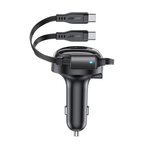 Ładowarka Acefast B13 samochodowa 53W USB-A / 2 kable rozwijane USB-C - czarna Ładowarka Acefast B13 samochodowa 53W USB-A / 2 kable rozwijane USB-C - czarna