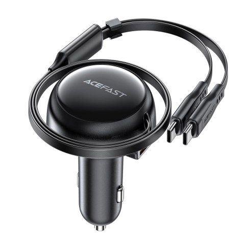 Ładowarka Acefast B13 samochodowa 53W USB-A / 2 kable rozwijane USB-C - czarna Ładowarka Acefast B13 samochodowa 53W USB-A / 2 kable rozwijane USB-C - czarna