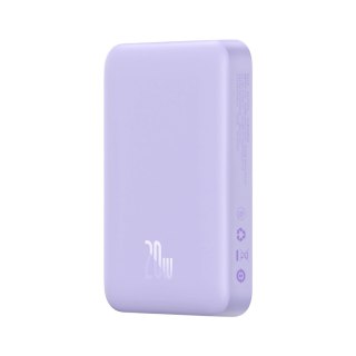 Powerbank Baseus Magnetic Mini indukcyjny 10000mAh 20W - fioletowy + kabel USB-C - USB-C