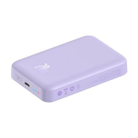 Powerbank Baseus Magnetic Mini indukcyjny 10000mAh 20W - fioletowy + kabel USB-C - USB-C