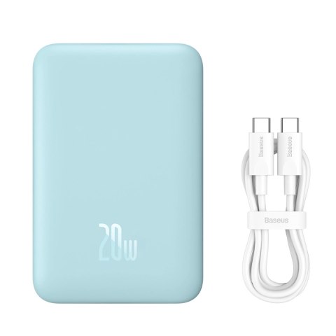 Powerbank Baseus Magnetic Mini indukcyjny 10000mAh 20W - niebieski + kabel USB-C - USB-C Powerbank Baseus Magnetic Mini indukcyjny 10000mAh 20W - niebieski + kabel USB-C - USB-C