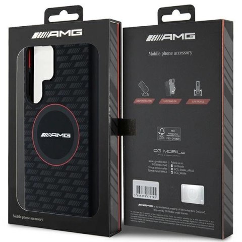 Etui AMG Silicone Carbon Pattern MagSafe na Samsung Galaxy S24 Ultra - czarne