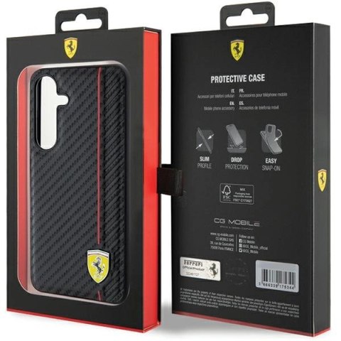 Etui Ferrari Carbon Printed Line na Samsung Galaxy S24+ - czarne Etui Ferrari Carbon Printed Line na Samsung Galaxy S24+ - czarne