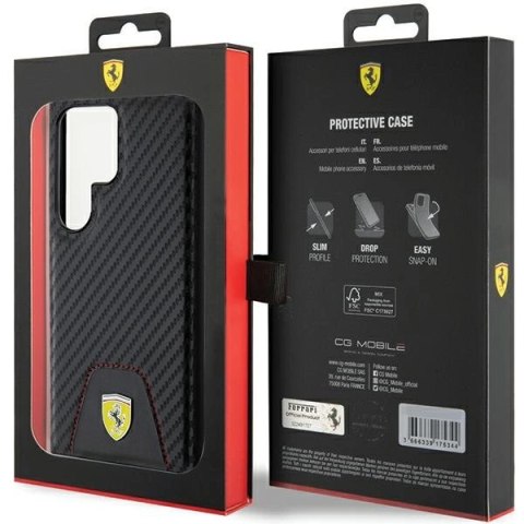 Etui Ferrari Carbon Stitched Bottom na Samsung Galaxy S24 Ultra - czarne Etui Ferrari Carbon Stitched Bottom na Samsung Galaxy S24 Ultra - czarne