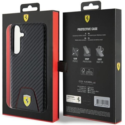 Etui Ferrari Carbon Stitched Bottom na Samsung Galaxy S24+ - czarne Etui Ferrari Carbon Stitched Bottom na Samsung Galaxy S24+ - czarne