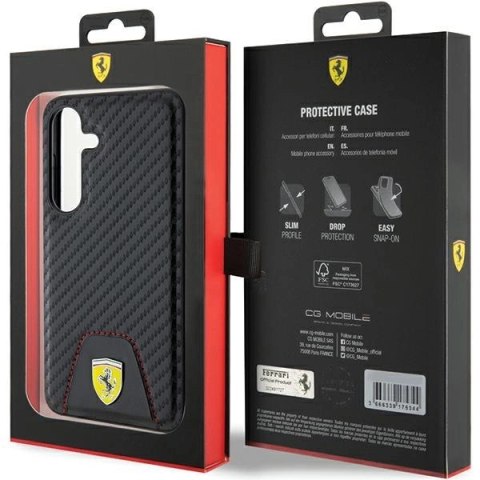 Etui Ferrari Carbon Stitched Bottom na Samsung Galaxy S24 - czarne Etui Ferrari Carbon Stitched Bottom na Samsung Galaxy S24 - czarne