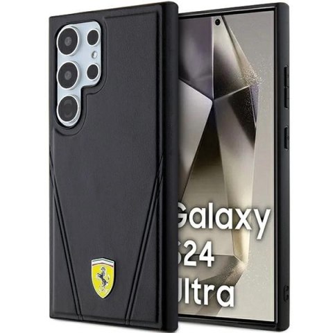 Etui Ferrari Hot Stamp V Lines MagSafe na Samsung Galaxy S24 Ultra - czarne Etui Ferrari Hot Stamp V Lines MagSafe na Samsung Galaxy S24 Ultra - czarne