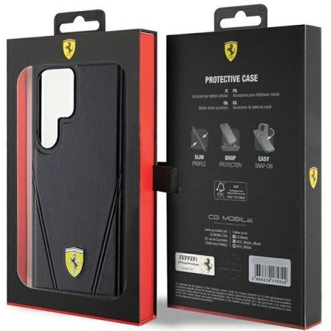 Etui Ferrari Hot Stamp V Lines MagSafe na Samsung Galaxy S24 Ultra - czarne Etui Ferrari Hot Stamp V Lines MagSafe na Samsung Galaxy S24 Ultra - czarne