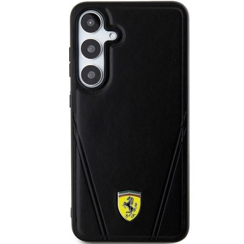Etui Ferrari Hot Stamp V Lines MagSafe na Samsung Galaxy S24+ - czarne Etui Ferrari Hot Stamp V Lines MagSafe na Samsung Galaxy S24+ - czarne