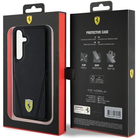Etui Ferrari Hot Stamp V Lines MagSafe na Samsung Galaxy S24 - czarne Etui Ferrari Hot Stamp V Lines MagSafe na Samsung Galaxy S24 - czarne