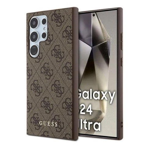 Etui Guess 4G Metal Gold Logo na Samsung Galaxy S24 Ultra - brązowe