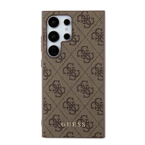 Etui Guess 4G Metal Gold Logo na Samsung Galaxy S24 Ultra - brązowe