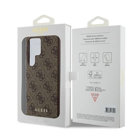 Etui Guess 4G Metal Gold Logo na Samsung Galaxy S24 Ultra - brązowe