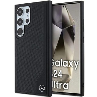 Etui Mercedes Leather Debossed Line MagSafe na Samsung Galaxy S24 Ultra - czarne