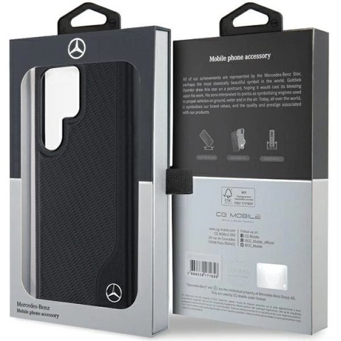 Etui Mercedes Leather Debossed Line MagSafe na Samsung Galaxy S24 Ultra - czarne